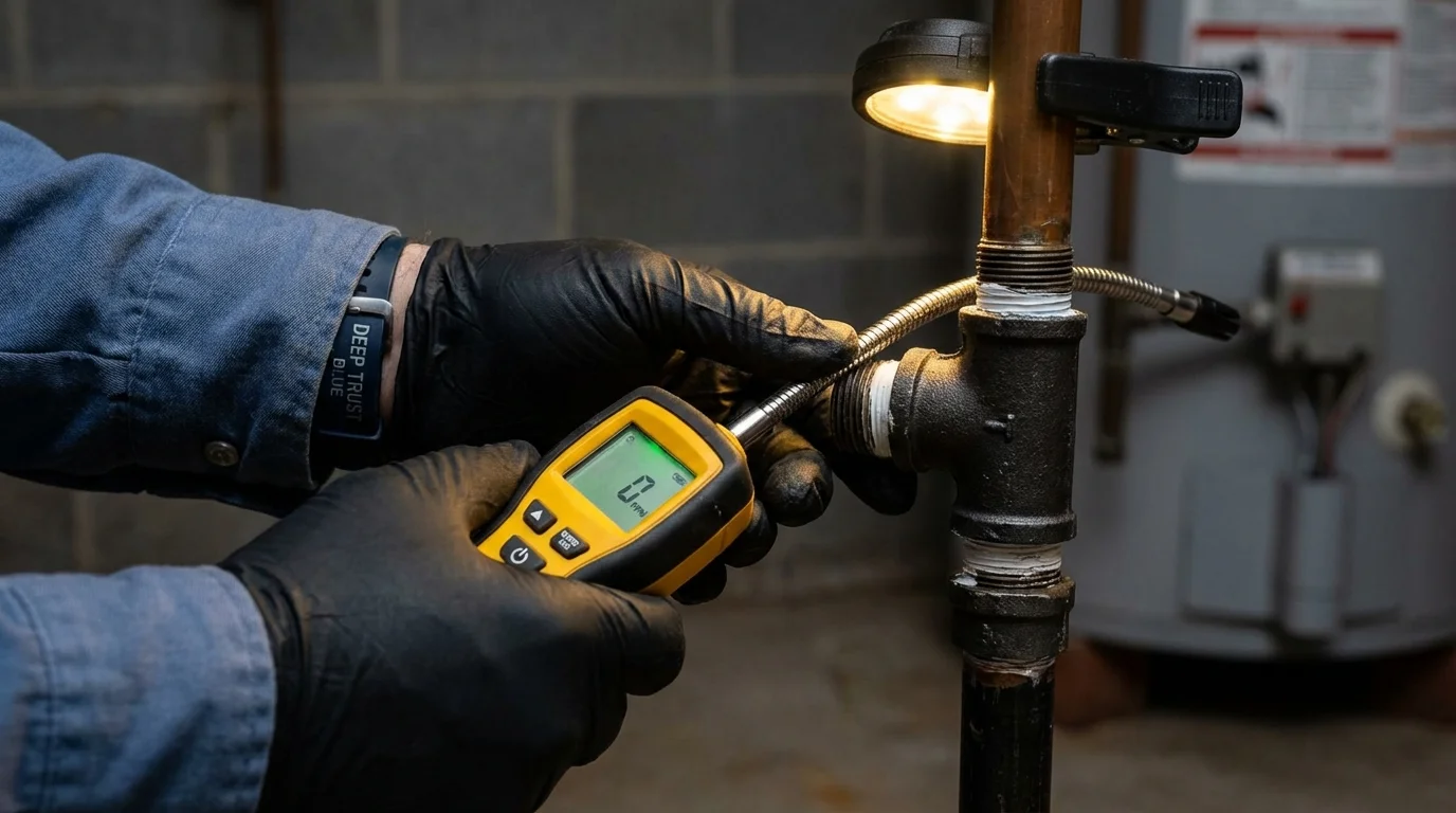 Gas leak detection with electronic sniffer by Johns Plumbing LLC in Taylorville