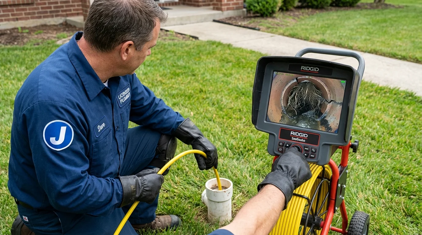 Sewer camera inspection being performed by Johns Plumbing LLC in Taylorville
